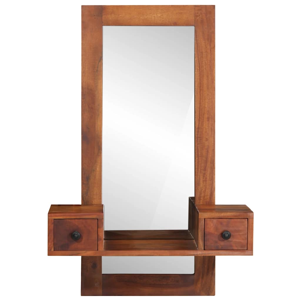 Veggspeil heltre akasie med skuffer 60x33x90 cm heltre akasie