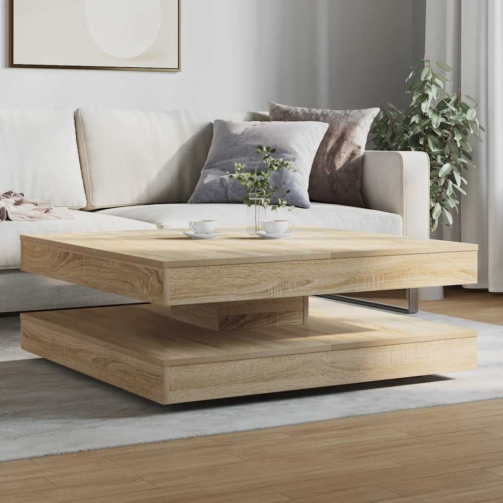 Salongbord Sofabord Sonoma Eik 360-graders roterbart 90x90x34,5 cm
