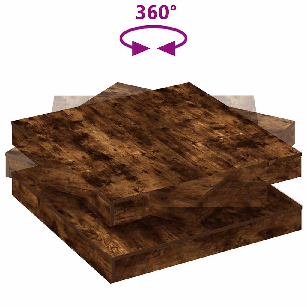Salongbord Sofabord Røkt Eik 360-graders roterbart Røkt Eik 90x90x34,5 cm