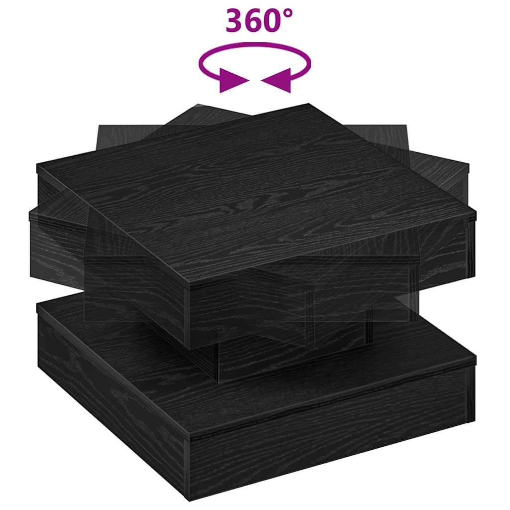 Salongbord Sofabord Svart 360-graders roterbart 50x50x34,5 cm