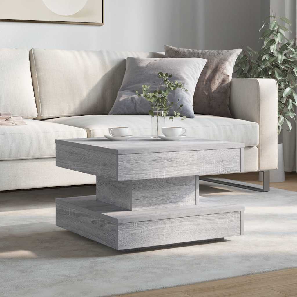 Salongbord Sofabord Sonoma Grå 360-graders roterbart 50x50x34,5 cm