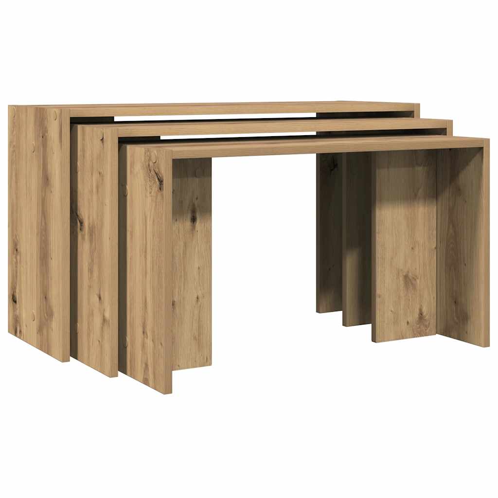 Stablebord 3 stk artisan eik konstruert tre