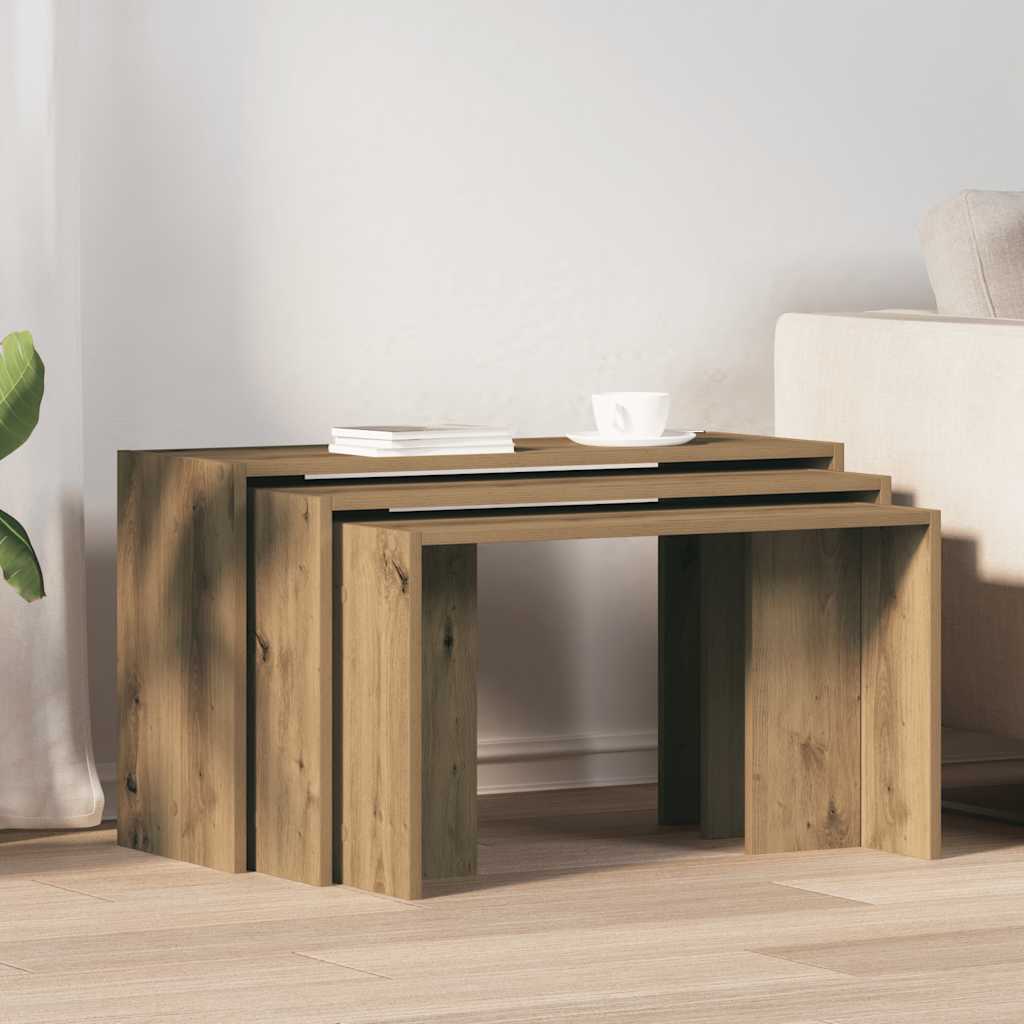 Stablebord 3 stk artisan eik konstruert tre