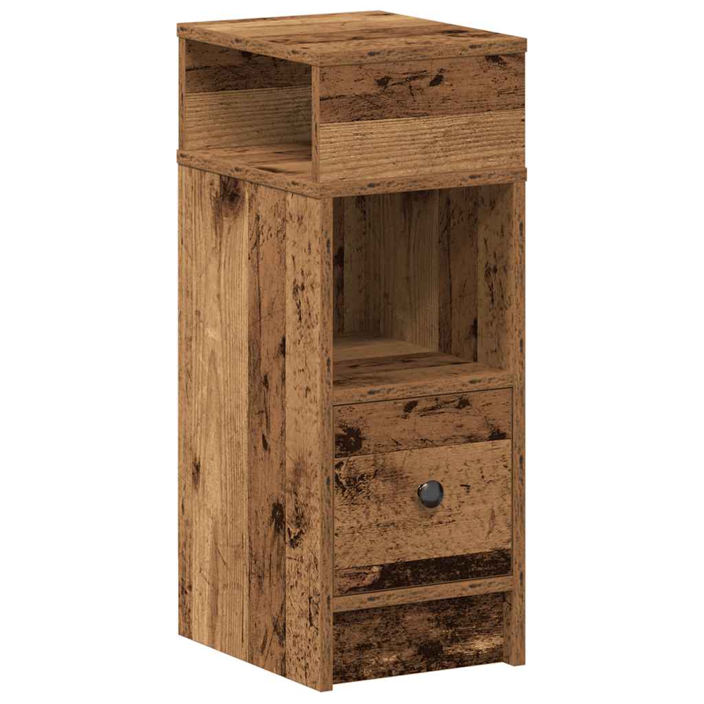 Nattbord med skuff gammelt tre 25x31x66 cm