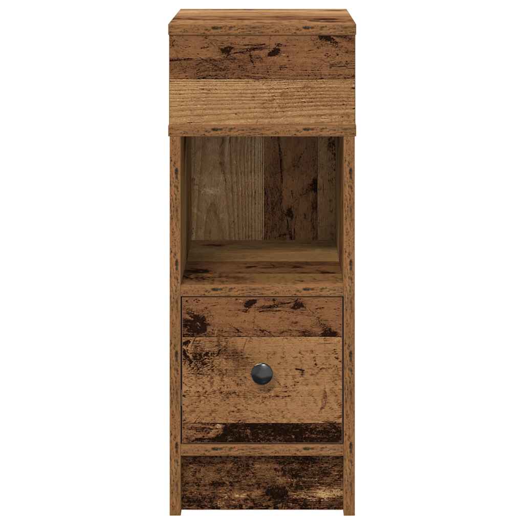 Nattbord med skuff gammelt tre 25x31x66 cm