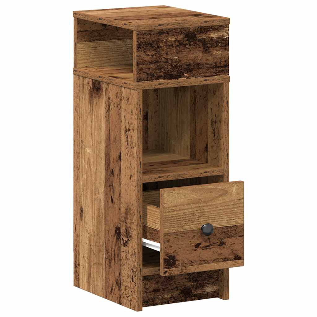 Nattbord med skuff gammelt tre 25x31x66 cm