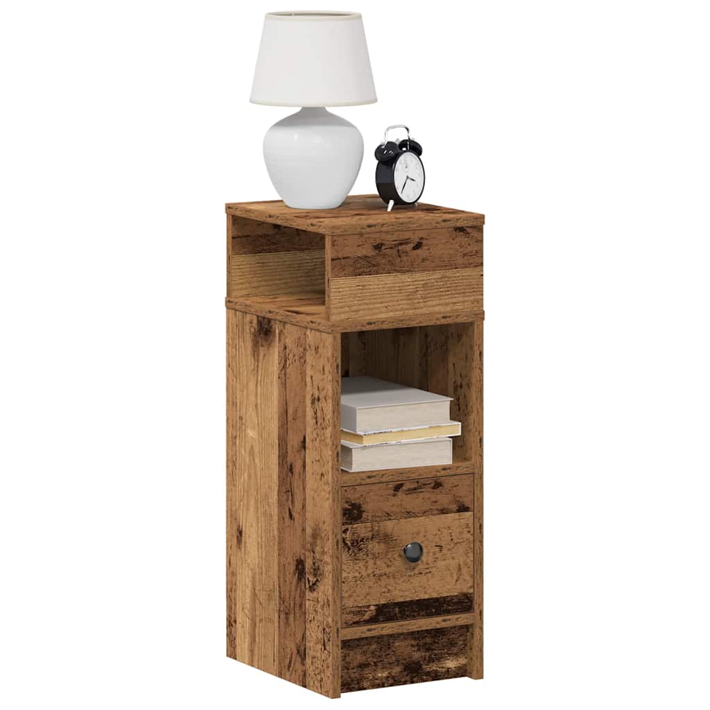 Nattbord med skuff gammelt tre 25x31x66 cm