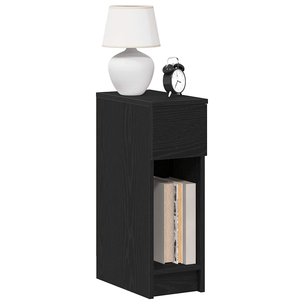 Nattbord Sengbord Svart Eik med skuff 20x36x60 cm