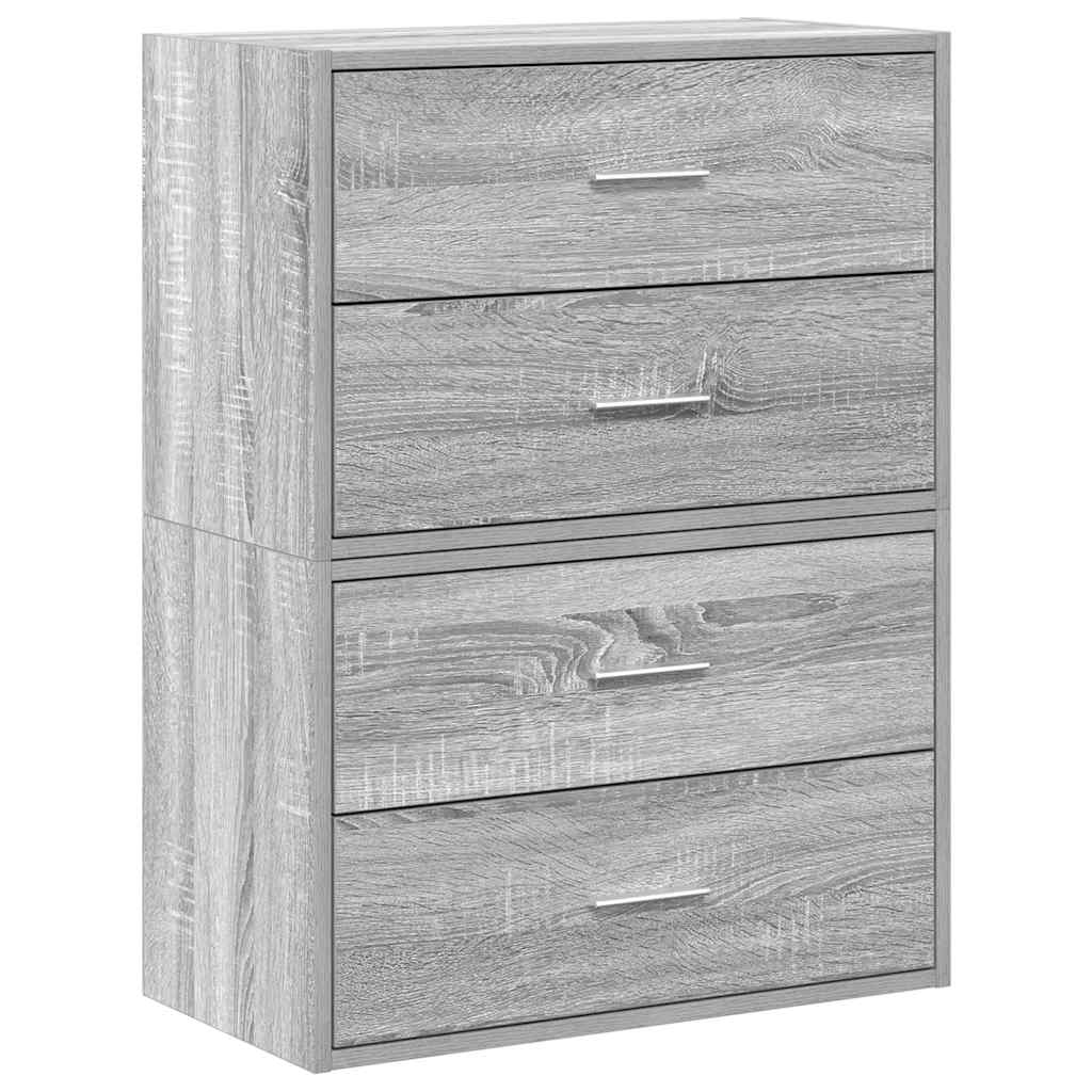 Skap med 2 skuffer 2 stk grå eik 60x31x40 cm konstruert tre