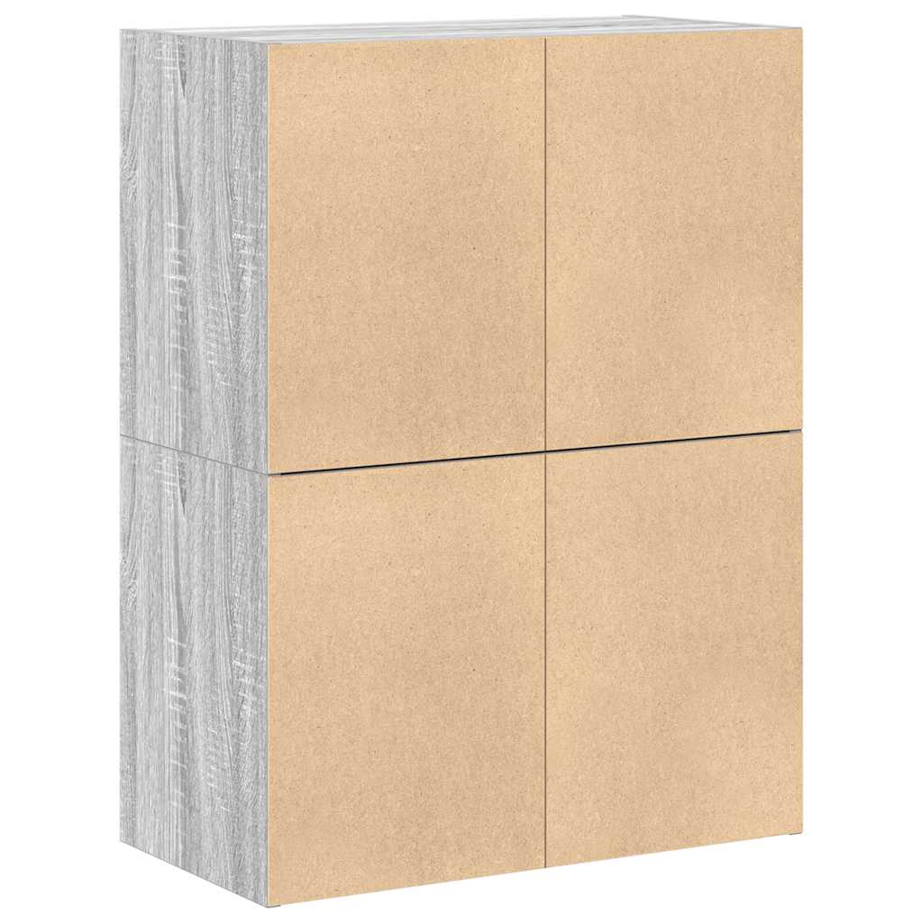 Skap med 2 skuffer 2 stk grå eik 60x31x40 cm konstruert tre