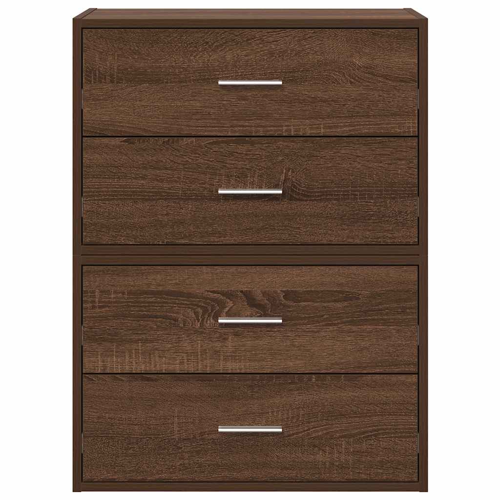 Skap med 2 skuffer 2 stk brun eik 60x31x40 cm konstruert tre