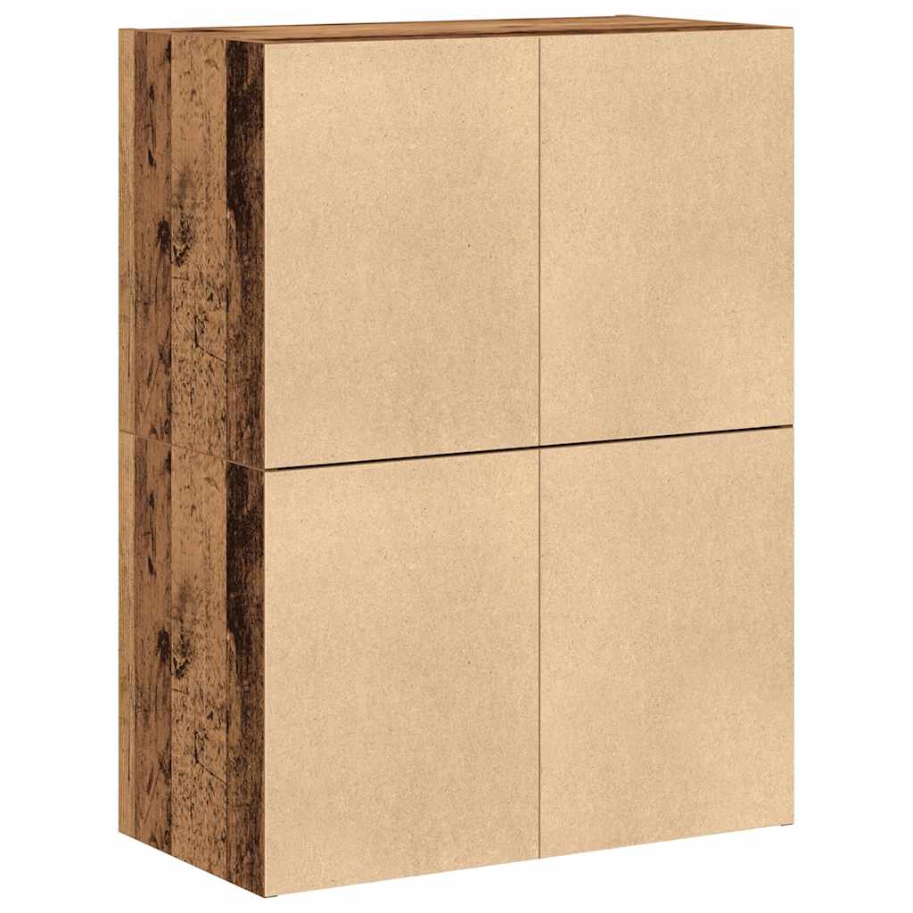 Skap med 2 skuffer 2 stk gammelt tre 60x31x40 cm konstruert tre