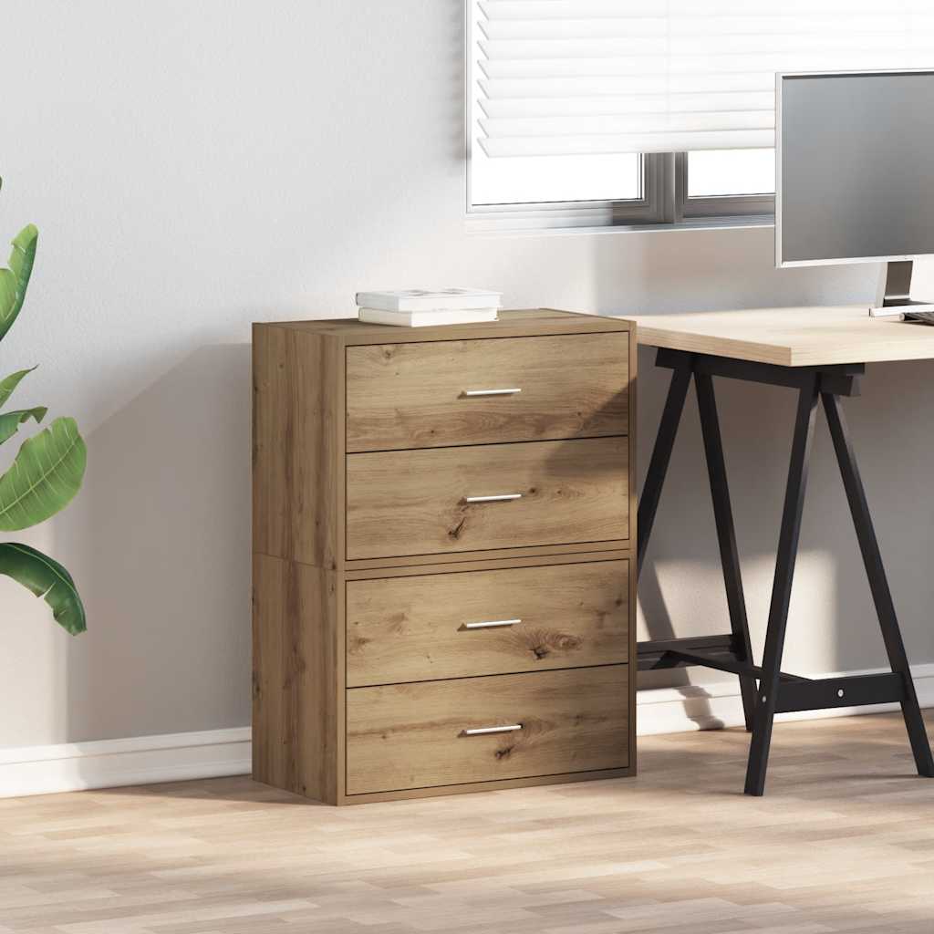 Skap med 2 skuffer 2 stk artisan eik 60x31x40 cm konstruert tre