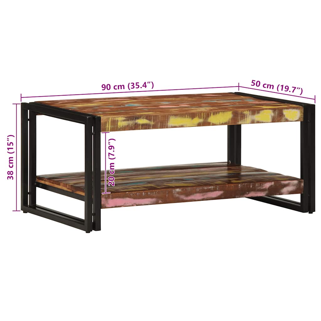 Salongbord Sofabord Tre Gjenvunnet Heltre flerfarget 90x50x38 cm