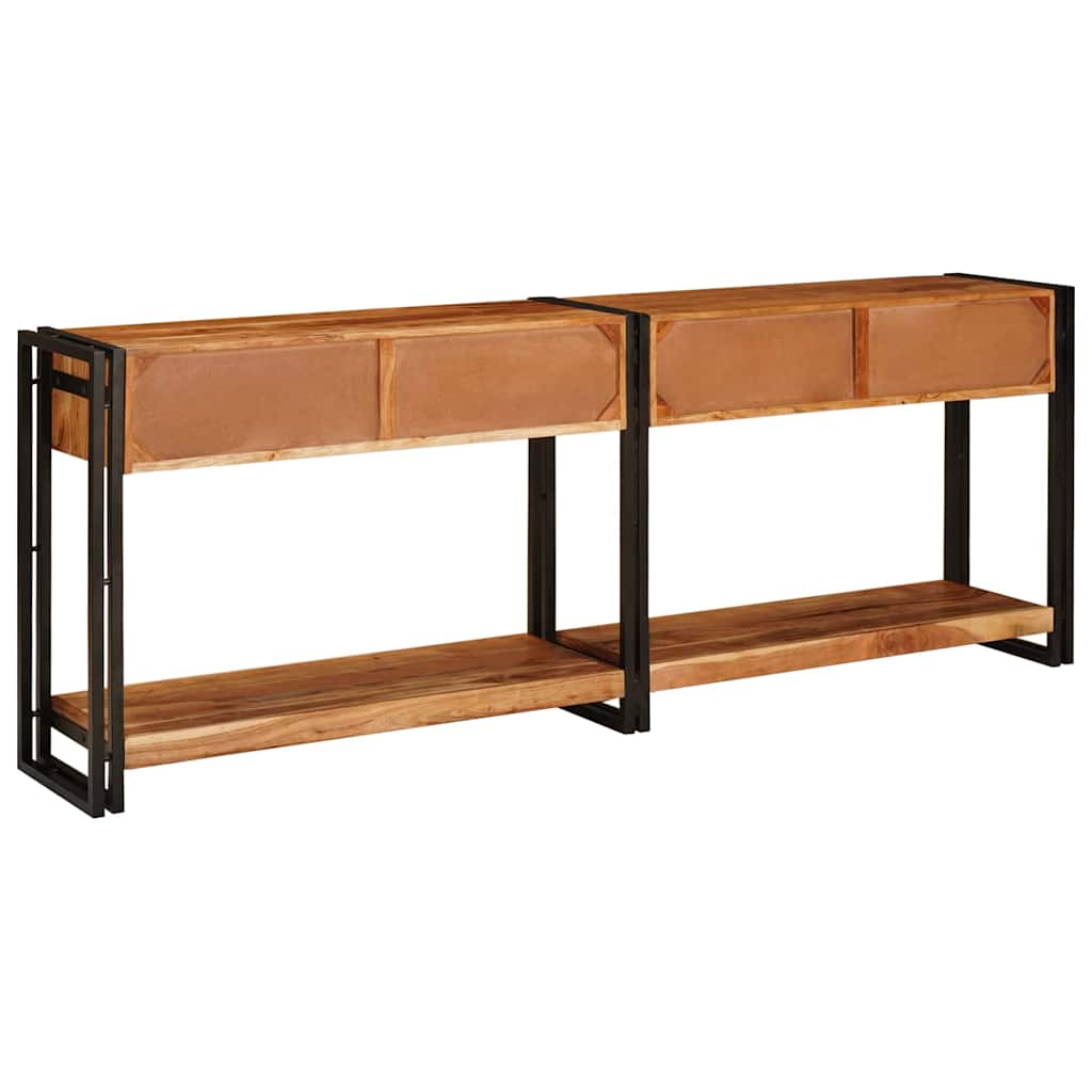 Avlastningsbord konsollbord Tre 2 stk Brun 200 x 33 x 75 cm Massivt akasietre