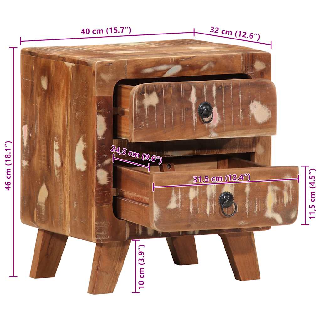 Nattbord Sengbord Tre Gjenvunnet Heltre 40x32x46 cm