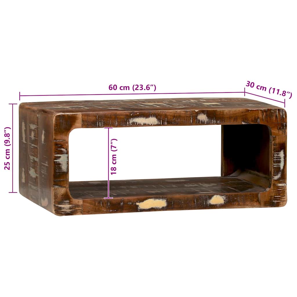 TV-Møbel Tre TV-benk med hylle med lagring Flerfarget Massivt gjenvunnet tre