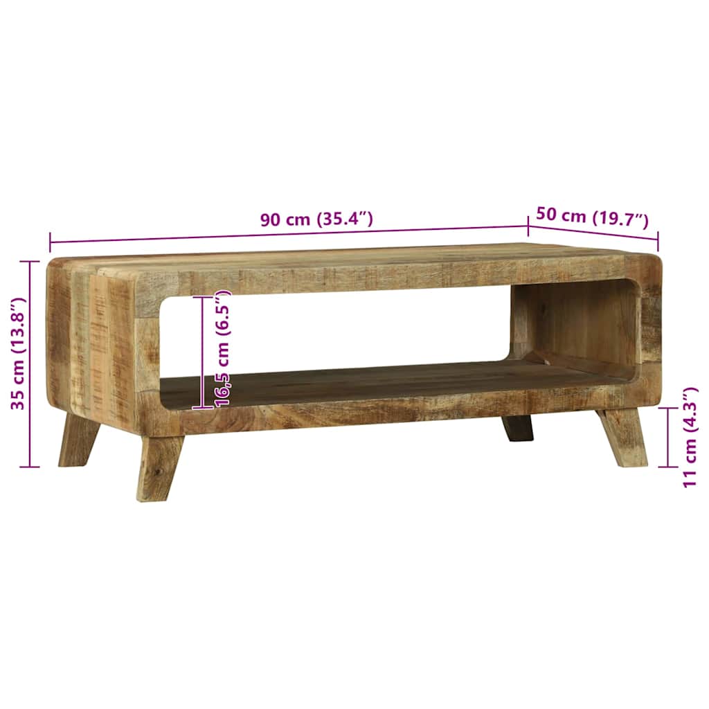 Salongbord Sofabord Brun 90 x 50 x 35 cm Heltre grovt mangotre