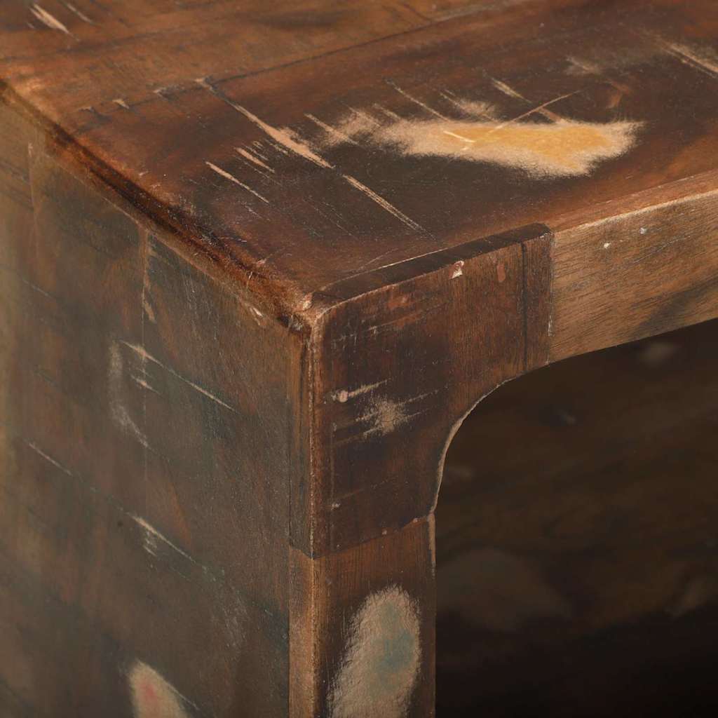 TV-Møbel Tre TV-benk med hylle med lagring Flerfarget Massivt gjenvunnet tre