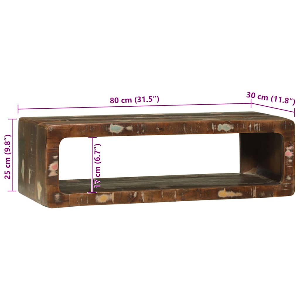 TV-Møbel Tre TV-benk med hylle med lagring Flerfarget Massivt gjenvunnet tre