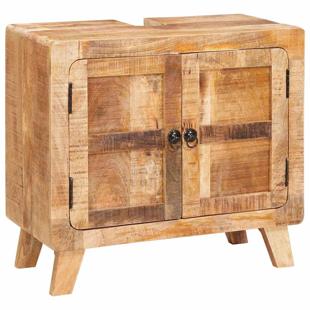 Baderomsskap med hylle Brun Solid mango Tre og kompositt tre