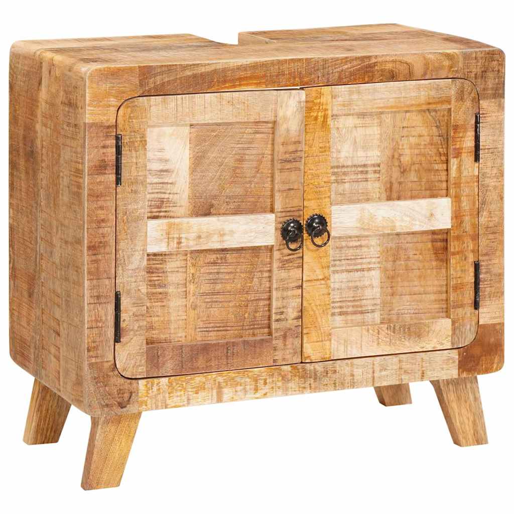 Baderomsskap med hylle Brun Solid mango Tre og kompositt tre