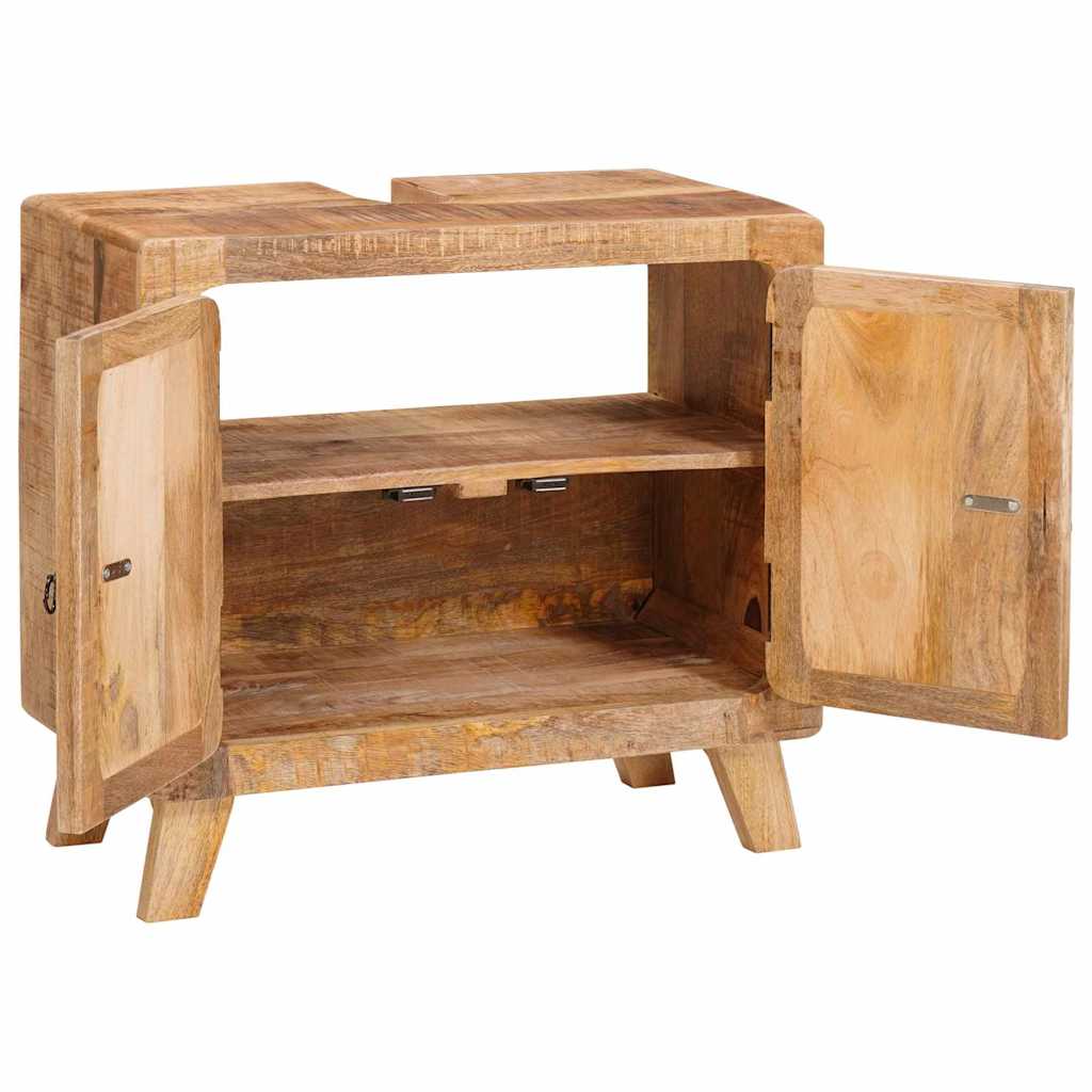 Baderomsskap med hylle Brun Solid mango Tre og kompositt tre