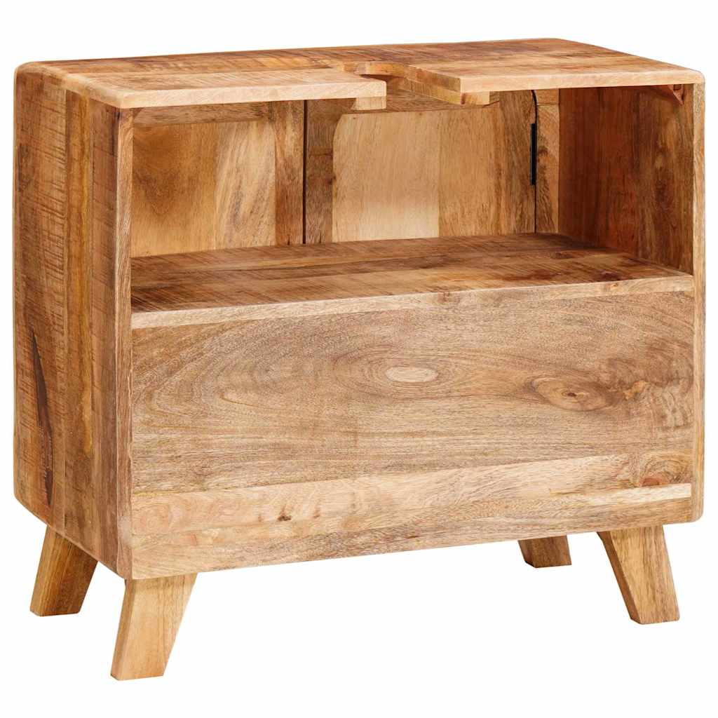 Baderomsskap med hylle Brun Solid mango Tre og kompositt tre