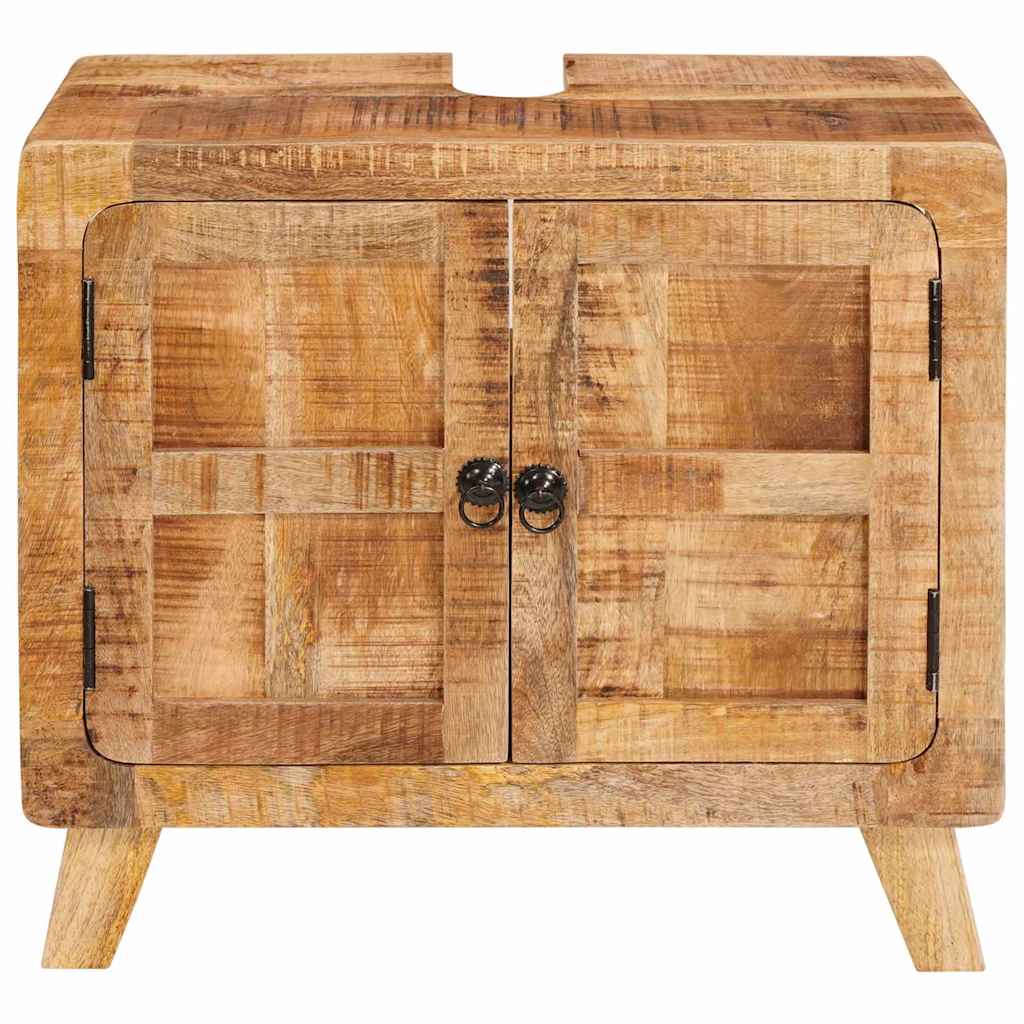 Baderomsskap med hylle Brun Solid mango Tre og kompositt tre