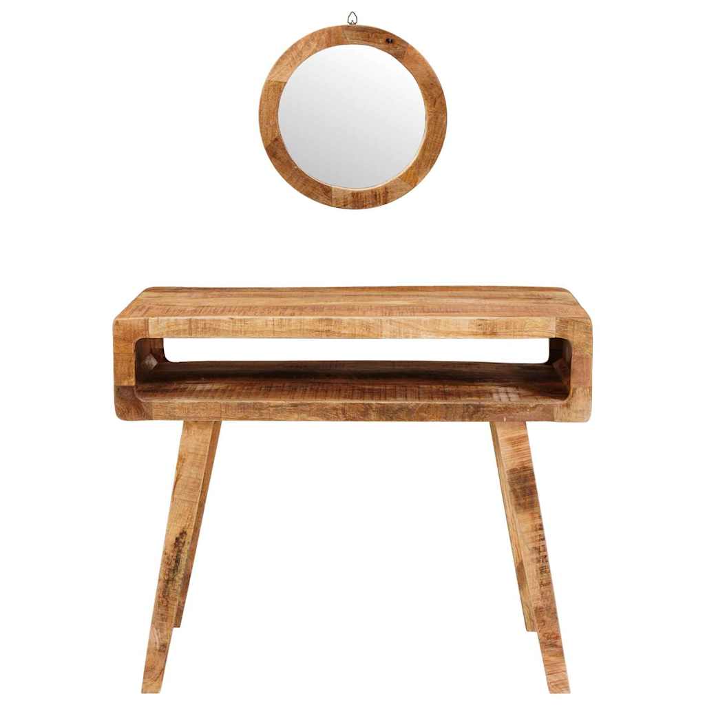 Sminkebord med hylle Brun 90 x 76 x 45 cm heltre mango