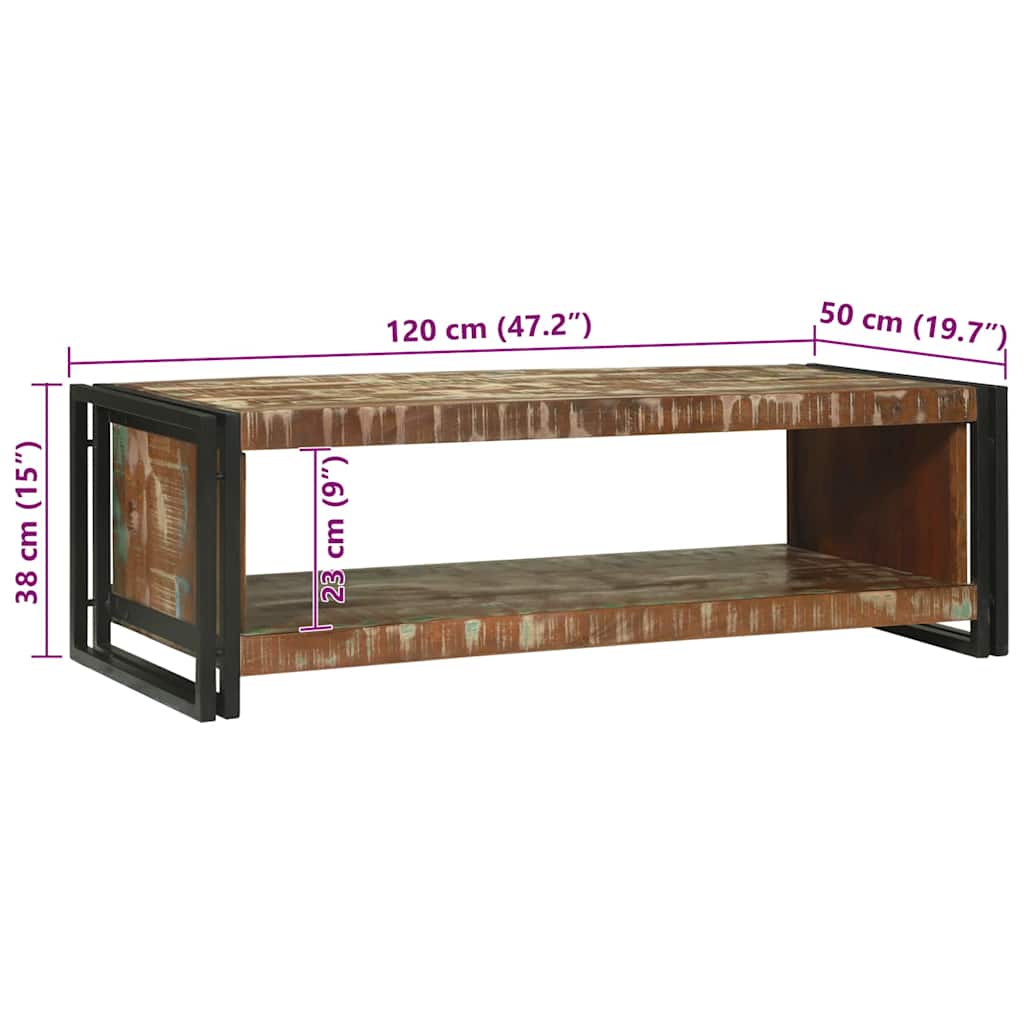 Salongbord Sofabord Brun 120 x 50 x 38 cm gjenvunnet heltre