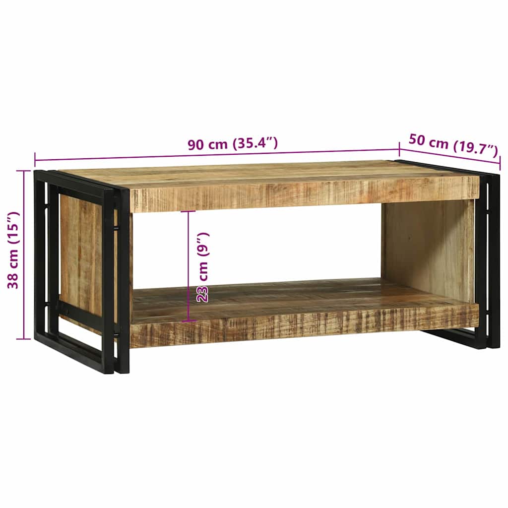 Salongbord Sofabord Brun 90 x 50 x 38 cm Heltre grovt mangotre