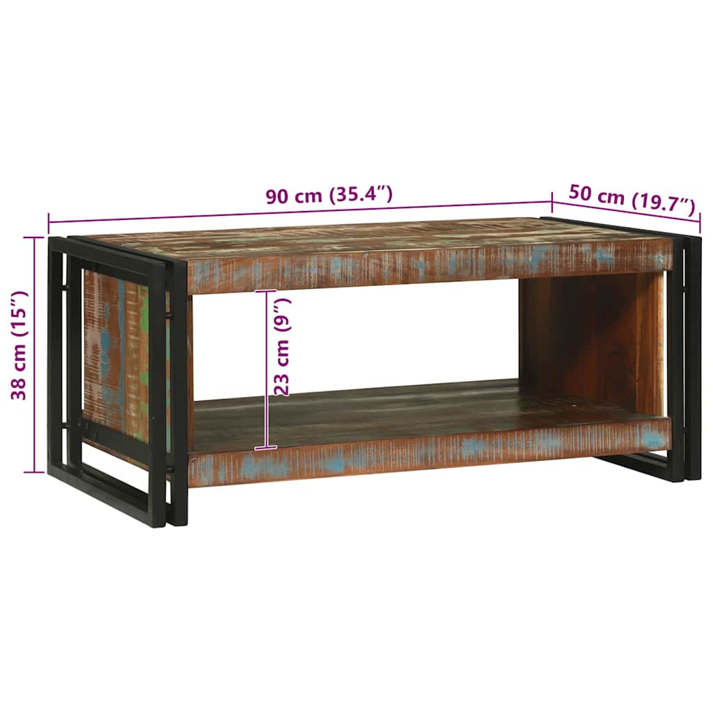 Salongbord Sofabord Brun 90 x 50 x 38 cm gjenvunnet heltre