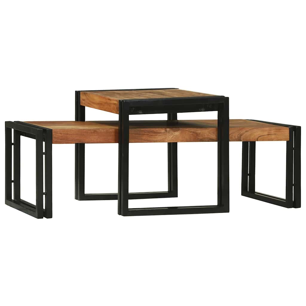 Salongbord Sofabord Brun 2 stk 48 x 40 x 40 cm heltre akasie