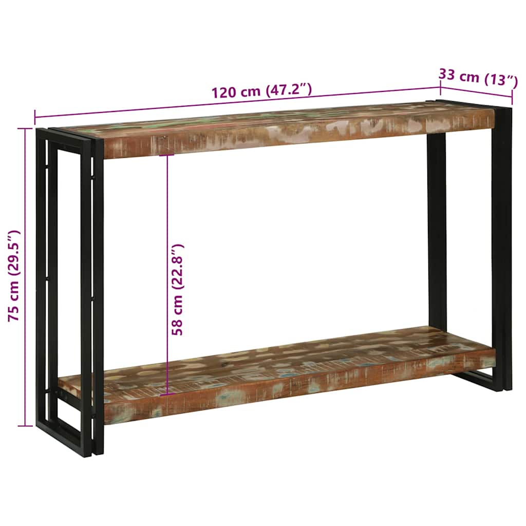 Avlastningsbord Konsollbord Tre Flerfarget 120 x 33 x 75 cm gjenvunnet heltre