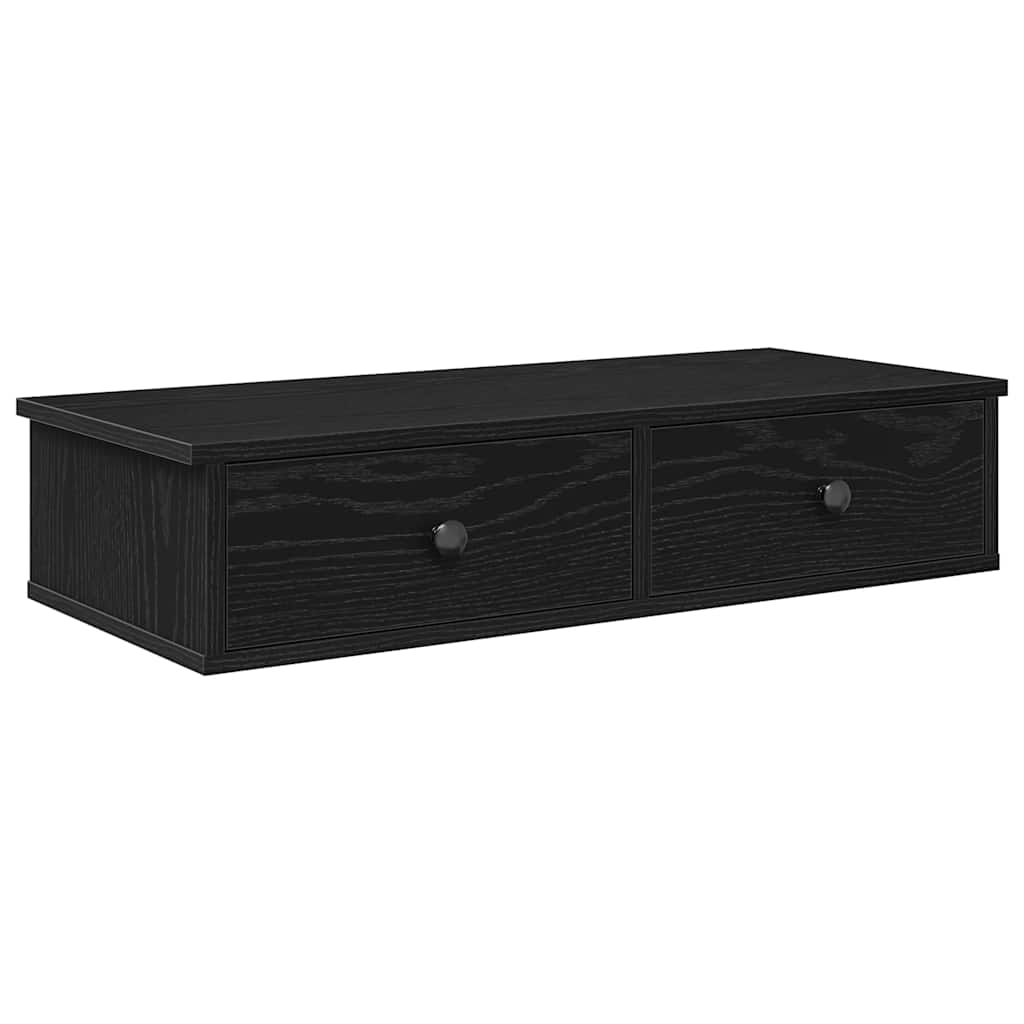 Vegghylle Svart med skuffer 80x31x17 cm