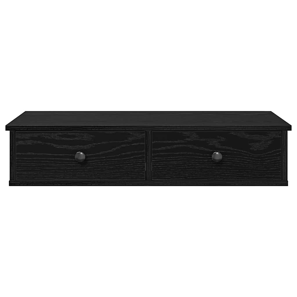 Vegghylle Svart med skuffer 80x31x17 cm