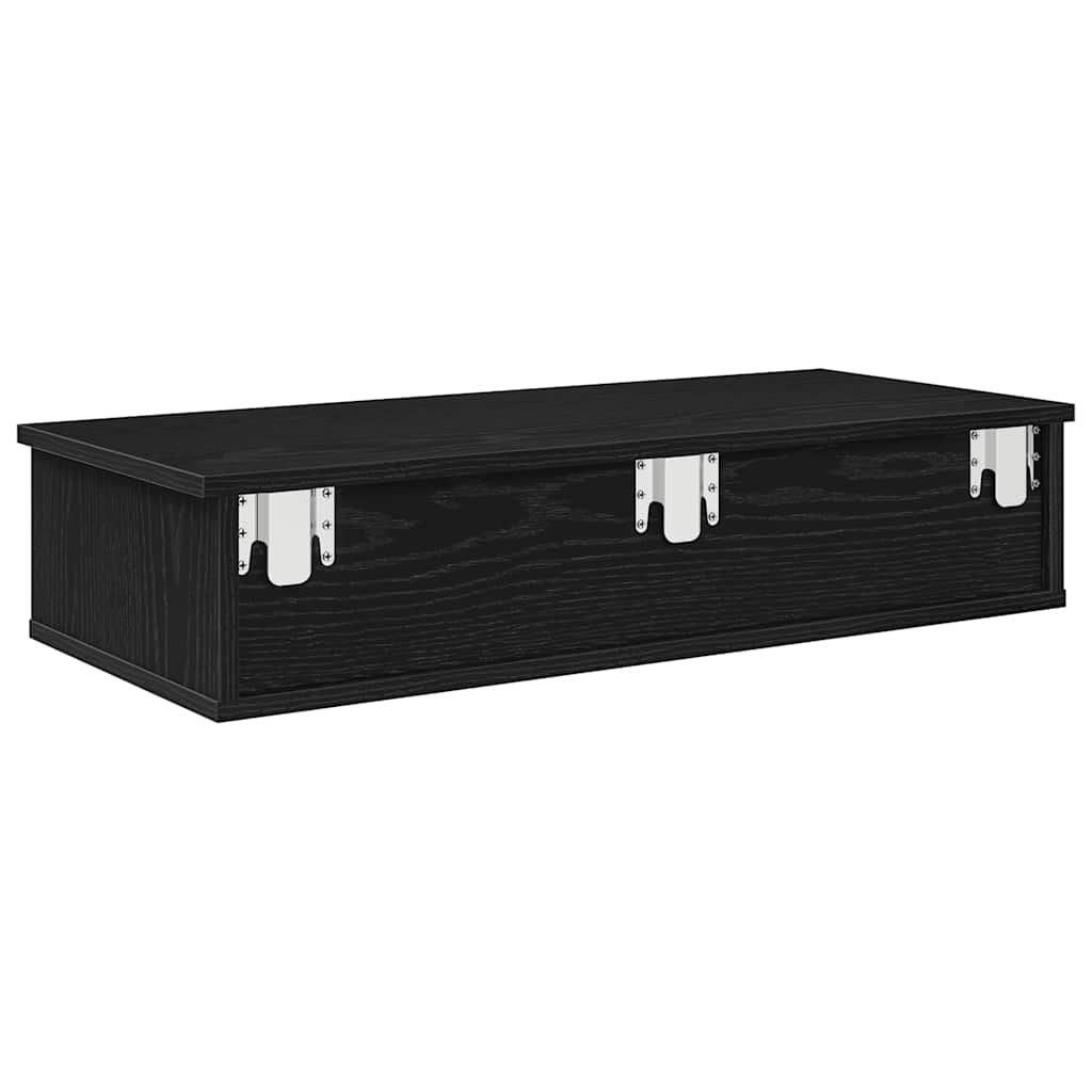 Vegghylle Svart med skuffer 80x31x17 cm
