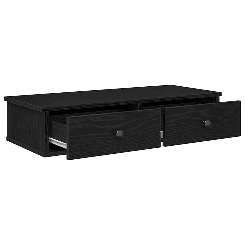 Vegghylle Svart med skuffer 80x31x17 cm