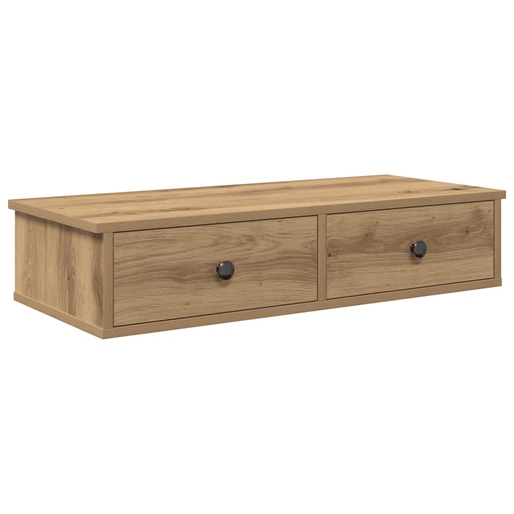 Vegghylle Artisan Eik med skuffer 80x31x17 cm