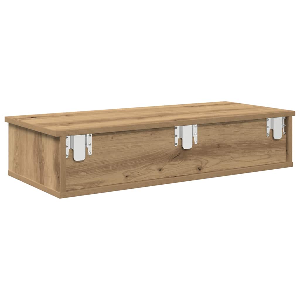 Vegghylle Artisan Eik med skuffer 80x31x17 cm