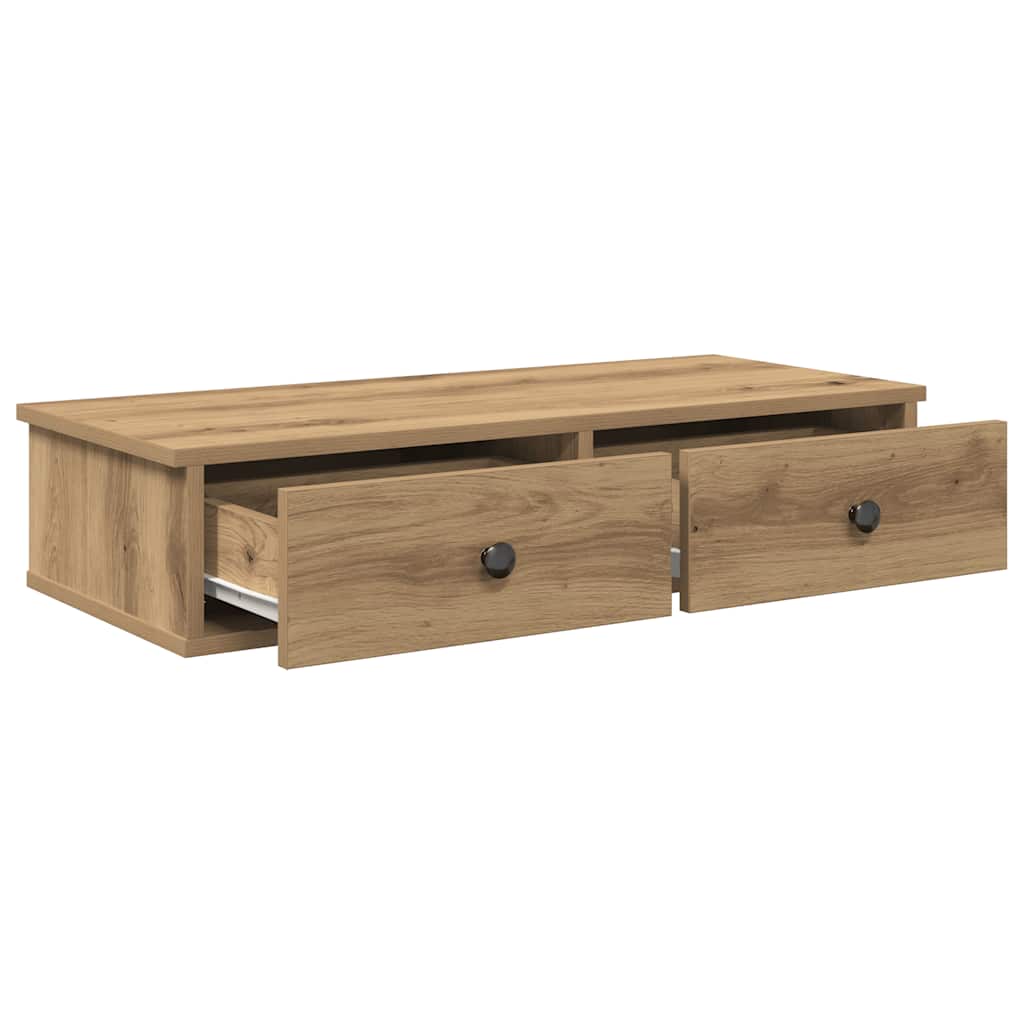 Vegghylle Artisan Eik med skuffer 80x31x17 cm