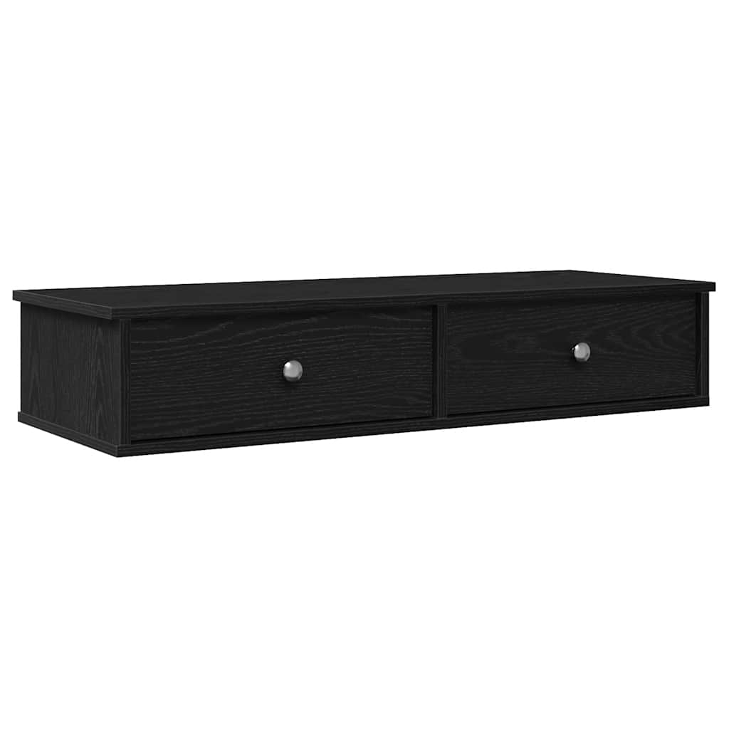 Vegghylle Svart med skuffer 100x37,5x19 cm