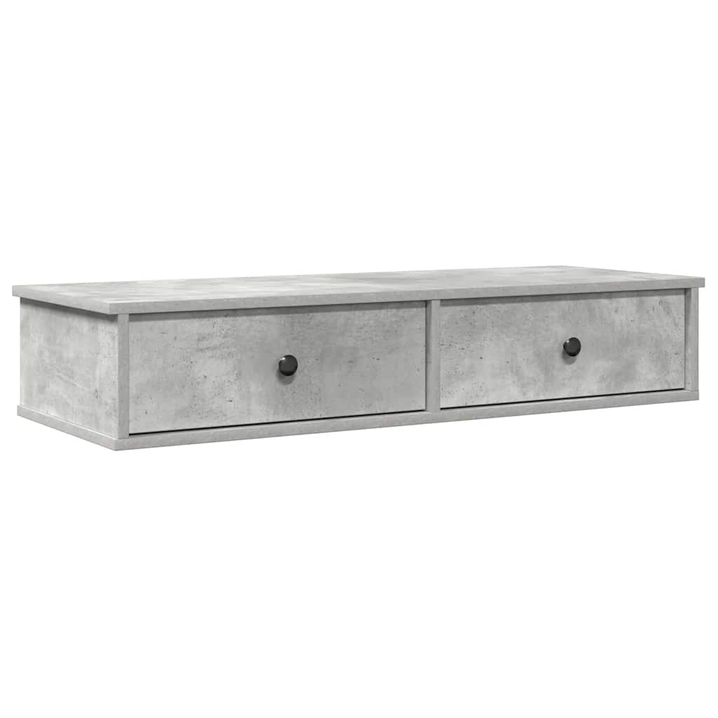 Vegghylle Betonggrå med skuffer 100x37,5x19 cm