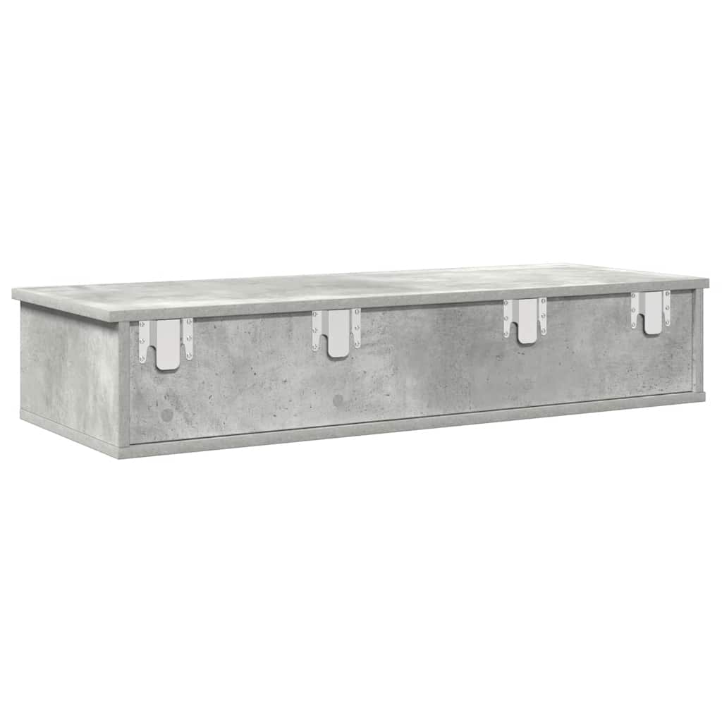 Vegghylle Betonggrå med skuffer 100x37,5x19 cm