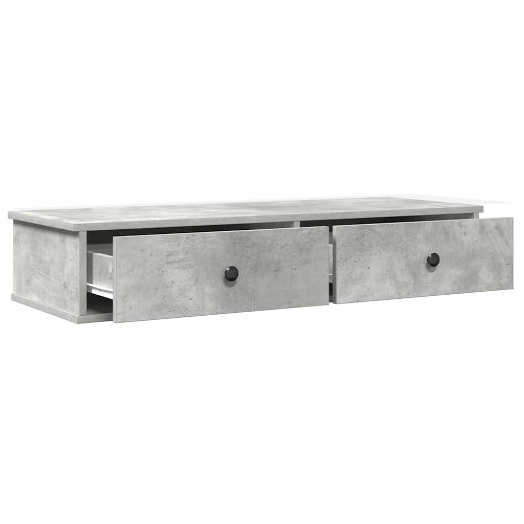 Vegghylle Betonggrå med skuffer 100x37,5x19 cm
