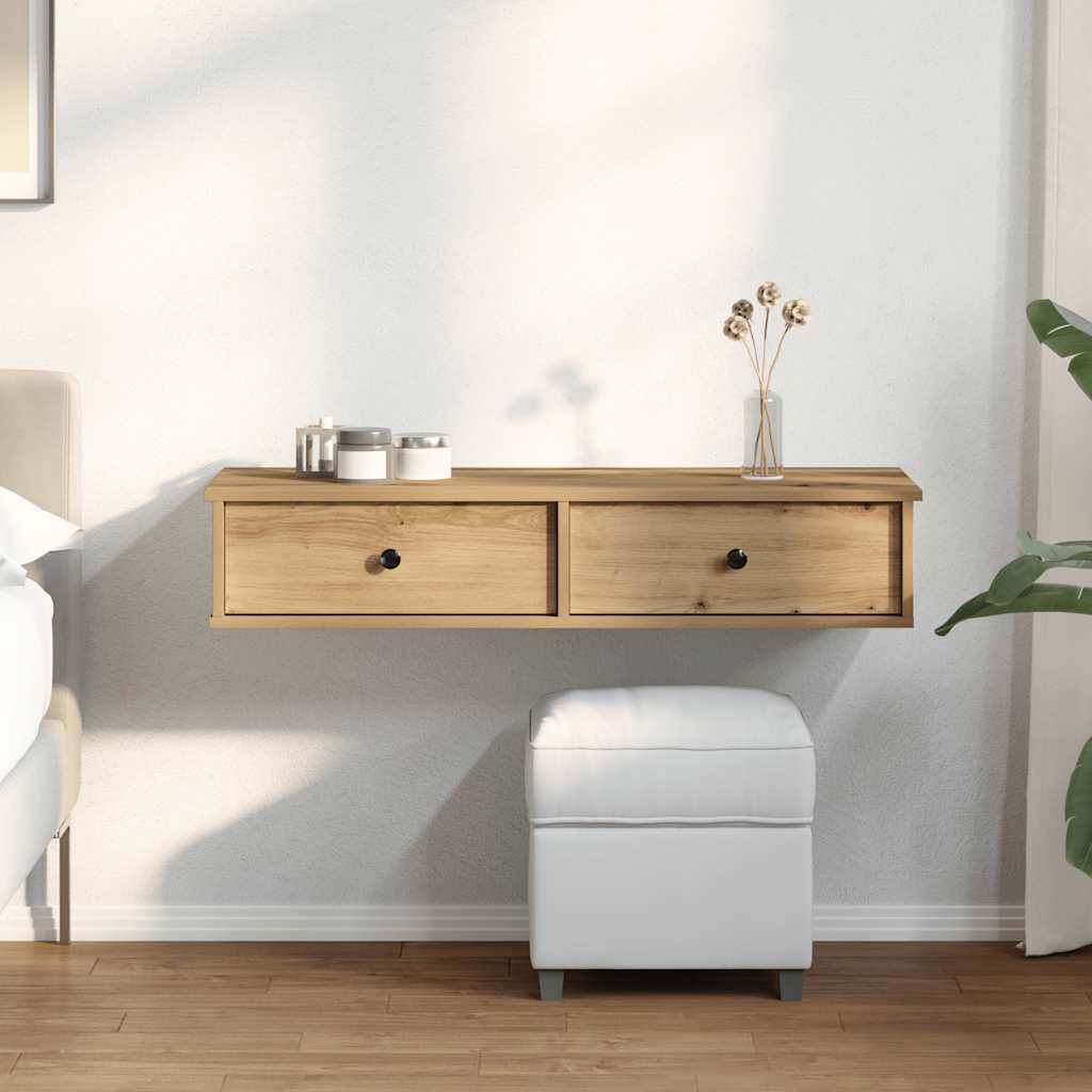 Vegghylle Artisan Eik med skuffer 100x37,5x19cm