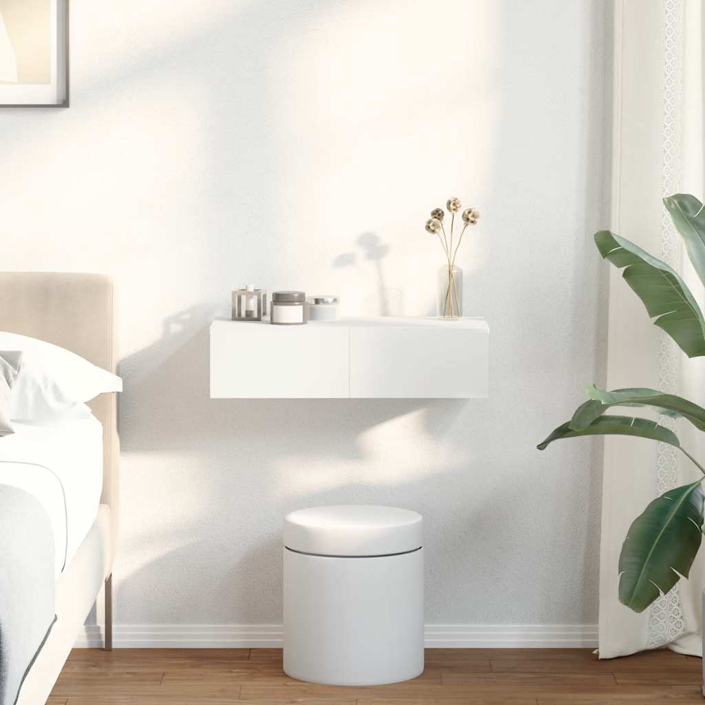 Vegghylle Hvit med skuffer 60x26,5x15 cm