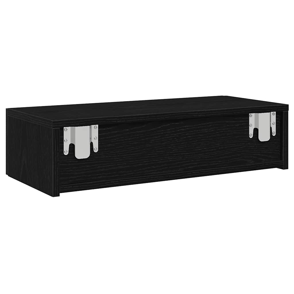 Vegghylle Svart med skuffer 60x26,5x15 cm