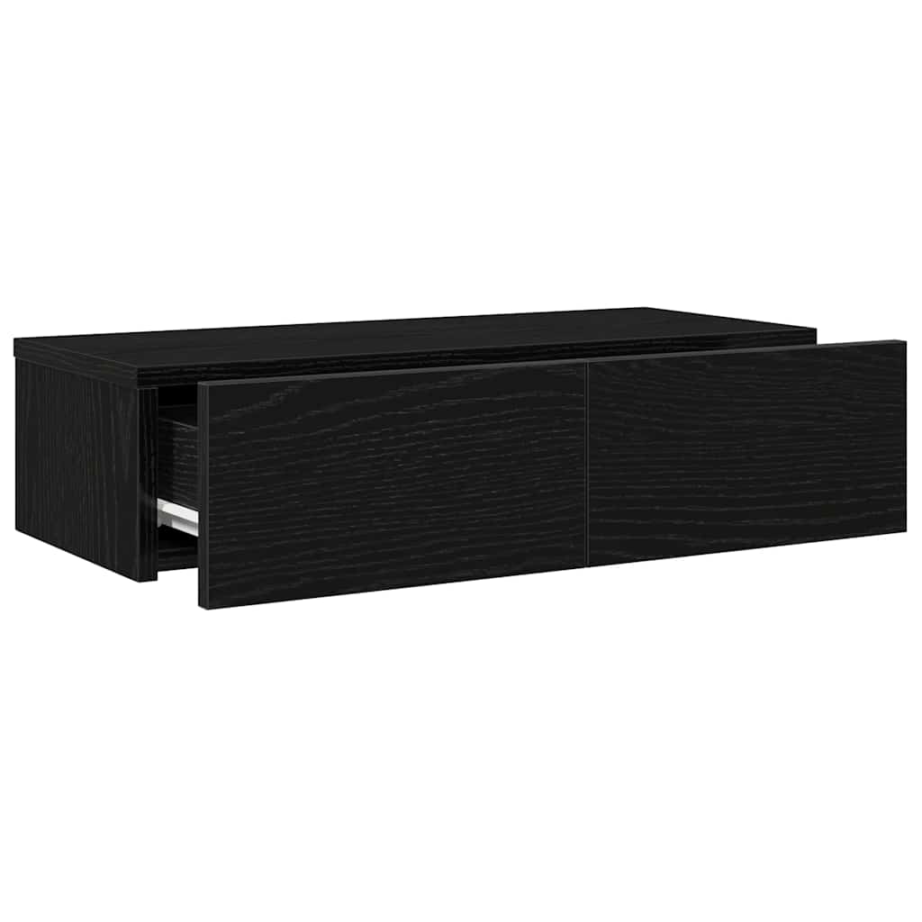 Vegghylle Svart med skuffer 60x26,5x15 cm